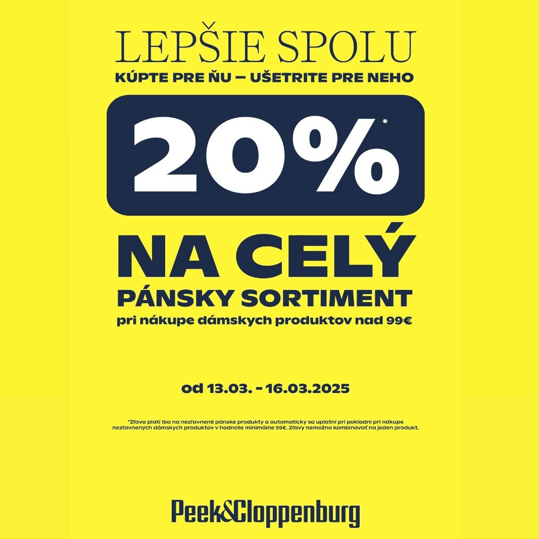 Lepšie spolu- 20% na celý pánsky sortiment