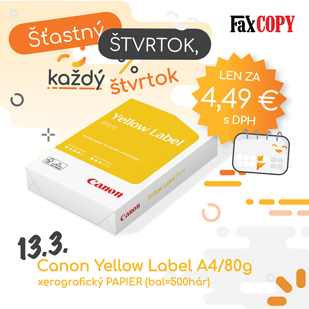 Šťastný ŠTVRTOK, každý štvrtok vo FaxCOPY predajni