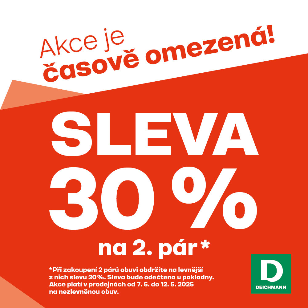 Sleva 30 % na 2. pár nezlevněné obuvi