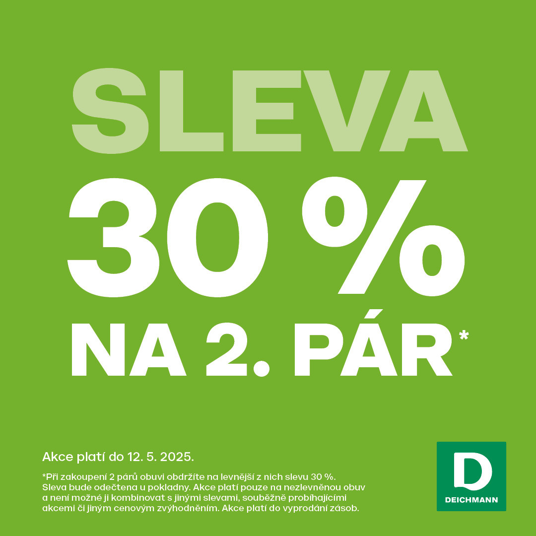 Sleva 30 % na 2. pár nezlevněné obuvi